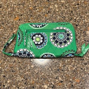 Vera Bradley Green and Blue Cupcake pattern Accordion Wallet/Wristlet ID